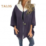 S&uuml;gistalvine naiste jope lahtine krae Colorblock t&otilde;mblukuga suletav kolmveerand sarvedega varrukad keskmise pikkusega igap&auml;evaseks kandmiseks m&otilde;eldud jakk XL tumepruun v&auml;rv