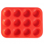 &Uuml;mmargune silikoonist muffinivorm 12 &otilde;&otilde;nsusega toidukvaliteediga lihtsalt vabastatav kook &scaron;okolaadikomm j&auml;&auml;kuubik DIY k&uuml;psetusvormi k&ouml;&ouml;gitarbed punane