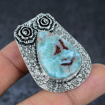 Natural Caribbean Larimar 925 Sterling Silver Jewelry Pendant 1.77 o1a81