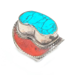 Natural Tibetan Turquoise, Coral 925 Sterling Silver Jewelry Ring Size 9 m4r64