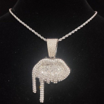 Meeste naiste hip-hop-suu kujuga ripats kaelakee 13 mm Kuuba ketiga Hiphop Iced Out Bling kaelakeed Moe v&otilde;lu Ehted 16inch(40cm)