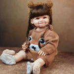 KEIUMI Multifilmi Bear Reborn Baby Girl nukum&auml;nguasi 55 cm kogu kehaga silikoonist vin&uuml;&uuml;list beebile Reborn nukum&auml;nguasi j&otilde;ulukingitused Halloweeni kaunistus 22 inch about 55 cm pruun