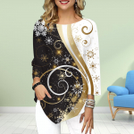 Naiste kolme neljandiku varrukatega &uuml;mmarguse kaelusega T-s&auml;rk lahtised s&auml;rgid vabaaja k&otilde;verate okste ja lehtedega T-s&auml;rgid 6XL