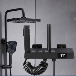 Piano digitaalne du&scaron;is&uuml;steem Seinale paigaldatav kuuma ja k&uuml;lma vannitoa du&scaron;ikomplekt Massingist vannisegisti Hall digitaalne du&scaron;ikomplekt must