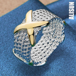 925 Sterling H&otilde;be Kuldne Ema X S&otilde;rmus Mood Pulmaehted 6#