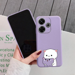 Cartoon Cat pehme silikoon&uuml;mbris Samsung A55 M35 S24 Xiaomi Redmi Note 13 Pro 13C 14 Poco C65 iPhone Huawei Honor 200 Realme kaamerale p&otilde;rutuskindel kate Samsung Galaxy S9 Plus lilla
