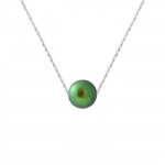 PERLINEA - Collier Perle de Culture d'Eau Douce AAA+ - Ronde 8-9 mm - Vert Intense - Argent 925 Milli&egrave;mes - Bijoux Femme