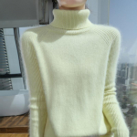 Naiste ka&scaron;miirist kampsun Qinghe ka&scaron;miir 30% ka&scaron;miir 30% naarits 30% vill 10% nailon Naiste s&uuml;gistalvine paks ka&scaron;miirist pullover pehme ja soe S kollane