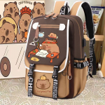 Kapibaara seljakott t&uuml;drukutele - armas, vastupidav, mitmekihiline ja suure mahutavusega koolikott p&otilde;hikoolile Backpack + 9-Piece Set