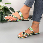 Naiste Mustriga Clie Toe Sandaalid Madalad Rannasandaalid Suvemood Uued Pl&auml;tud 2024 Bew Kaubam&auml;rk Vabaaja Kleidi Slaidid Zapatos Mujer 36 roheline
