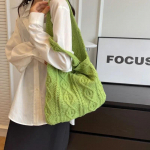 Villane kootud &otilde;lakott naistele Vintage puuvillasest riidest t&uuml;drukute ostukott Suur naiste k&auml;ekott heegeldatud kott