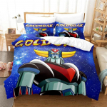 Voodipesukomplekt Goldorak Grendizer, tekikott voodipesukomplekt tekikattega padjap&uuml;&uuml;r, kuninganna kaheinimesevoodiga poisid, t&uuml;drukud, t&auml;iskasvanud 135x200cm 2pcs