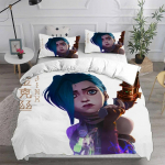 3D prinditud Jinx Arcane voodipesukomplekt padjap&uuml;&uuml;r tekikott kaheinimesevoodi &uuml;heinimesevoodi t&auml;issuuruses queen-size king-size t&auml;iskasvanute laste voodipesu tekikott 70x133cm 2pcs