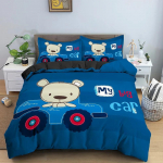 Multifilmi karu ja auto tekikate voodipesukomplekt lastele, laste magamistuba, pehmed hubased quiltComforteri katted, kaheinimesevoodiga kaheinimesevoodi 70x133cm 2pcs