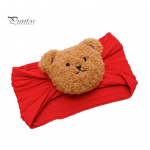Cartoon Bear Baby peapael Keeratud pl&uuml;&uuml;sist loomapeakate Elastne riba Lastele Mugavad juukseaksessuaarid beež