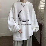 Tr&uuml;kitud s&uuml;gistalvine kampsun meeste kevad ja s&uuml;gis 2024 Korea uus &uuml;mmargune kaelus, vaba topp &scaron;ikk Hongkongi stiilis trendikas M must