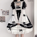 Jaapani gooti stiilis Lolita kleit naistele Kawaii v&ouml;&ouml;ripitskleit pikkade varrukatega printsesskleit Halloweeni kost&uuml;&uuml;mi kingitus t&uuml;drukutele S
