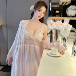 Kevadsuvi kimono hommikumantel Naistele pikk 2 TK hommikumantli komplekt Magamisriided Seksikas pitsiline &ouml;&ouml;s&auml;rk Intiimpesu Satiinist kodukleit M