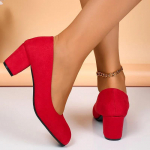 Suede Madalad Naiste Kingad Retro Keskmise Kontsaga Pumbad Mood Uus Trend 2024 S&uuml;gis Disainerkingad K&auml;imiseks Kleit Chaussures Daamidele 35 punane