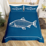 Fishing King tekikottide komplekt lastele, poistele, meestele, maal&auml;hedane kaluripadjad, mikrokiud, metsik onn, kalastusteema voodipesu komplekt 70x133cm 2pcs