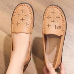 Ema libisemiskindlad pehme tallaga lamedad slip-on kingad - Mugav nahk keskealistele ja eakatele naistele kevadel ja s&uuml;gisel 35 aprikoosi
