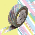 Masking tape motifs bandes color&eacute;s - 1,5 cm x 7 m