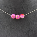 Pierres et Min&eacute;raux. Collier 3 perles Jaspe rose jaune 8 mm. Chaine en acier inoxydable Collier femmes, hommes. Taille personnalisa
