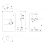 Wood burning steel stove KRATKI AB/S/2/ROLLO High 10 kW &Oslash; 150 black thermotec