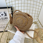 Rotangist kootud naiste &otilde;lgkott, v&auml;ike k&auml;ekott ja k&auml;ekott, suvine rannakott, naiste tutiga &otilde;lakott 28cm*7cm*25cm beež