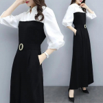 Kevad- ja suve must naiste kombinesoon Korea vabaaja temperamendiga laia s&auml;&auml;rega kombinesoon s&auml;rk &uuml;heosaline &uuml;likond XXXL must