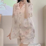 Armsad V&auml;ike Koer ja Karu Prindiga Naiste Pidžaamad Multifilm Armas Harajuku Lounges Suvine Kodu&ouml;&ouml;riie M