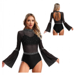 Naiste Patchwork laienevate varrukatega seljata s&auml;delev kividega v&otilde;imlemisriided dž&auml;ss-ladina iluuisutamise balleti trikoo jaoks S