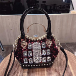 2025. aasta uus moetrendi teemant-inkrusteeritud &uuml;he &otilde;laga kott reisimiseks m&otilde;eldud k&auml;ekott burgundiapunane