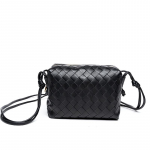 Uus Diagonaalne Rist Naiste Kott Trend Mood Mitmek&uuml;lgne Trend &Uuml;lemine Kiht Lambanahast Kootud Naiste Kott Lai Grid Kestkott Naistele 21cmx11cmx16cm must