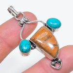 Mariam Jasper, Turquoise Handmade 925 Sterling Silver Jewelry Pendant 2.17 c6k04