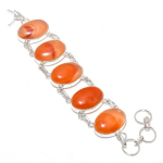 Natural Carnelian Gemstone Handmade 925 Sterling Silver Bracelet 7-8 n0v96