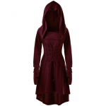 Keskaegne Cosplay Renessanss Ambur kost&uuml;&uuml;mid Kapuutsiga hommikumantel Paelad Pullover Pikk kapuuts Kleit Mantel Halloweeni pidu S