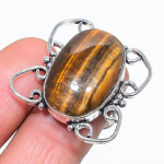 Natural Tiger Eye Gemstone Handmade 925 Sterling Silver Jewelry Ring Size 8 h7l70