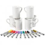 Kit - D&eacute;coration de tasses avec des feutres pour porcelaine - 1 set