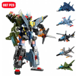 887 tk 4-&uuml;hes Transformer Mecha Montaaži Ehitusklotside Komplektid MOC S&otilde;jaline Seeria Lennukimudelid H&auml;vitaja Helikopter Klotsid M&auml;nguasjad Kingitus