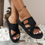 Naiste hingavad v&otilde;rkpl&auml;tud Mugavad avatud varbaga ristrihmadega lamedad, Kerged suvejalatsid 40