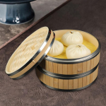 Bambusauruti Korv Saiade Aurutamiseks Kodus Sum & Toidud K&ouml;&ouml;giviljadele Double Layer beige