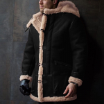 Meeste kunstvoodriga ka&scaron;miirist kapuutsiga jakk Meeste retro-pikk seemisnahast jakkmantel XXXXXL must