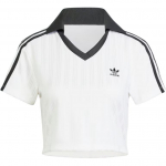 Adidas Originals Triibuline V-kaelusega L&uuml;hikeste Varrukatega Polo S&auml;rk Naiste topid Valge JD2608 XS