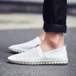 Ehtne veisenahast meeste mokassiinid Moodsad k&auml;sitsi valmistatud mokassiinid Pehme nahk Sinised slip-on meeste paadikingad SUURUSED 38~47 43 gray