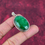 Smaragdripats, 925 h&otilde;bedast ripats v&auml;&auml;riskividega ehe, k&auml;sitsi valmistatud ripats h&auml;mmastav ehe, kingitus talle 1.69 Inches roheline