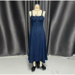 Elegantne teksist slip-kleit naistele, n&ouml;&ouml;riga, &uuml;hev&auml;rviline, varrukateta, seljaosa avatud, voltidega, pikk kleit, naiste, 2025, suvepuhkus, pidu, daami kleit S tumesinine v&auml;rv