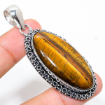 Tiger Eye Handmade 925 Sterling Silver Jewelry Pendant 2.48 i0b29