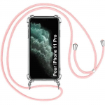 Coque bandoul&egrave;re - e.F.Connection - iphone 11 pro - souple - transparent-rose - microdot