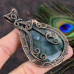 Indian Moss Agate Handmade Copper Wire Wrap Jewelry Pendant 3.35 j3a42